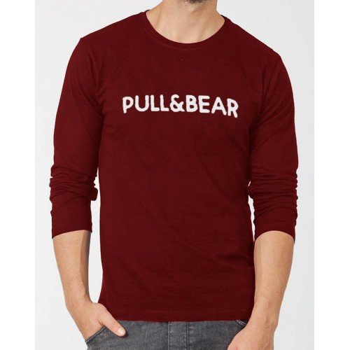 Pull & Bear Maroon Full Sleeves T-Shirt